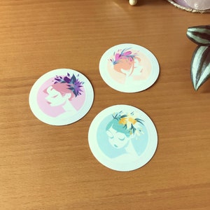 3 Autocollants transparents Toxic Flowers - Lot x3 - Sticker pour décoration colorée - 6 cm x 6 cm