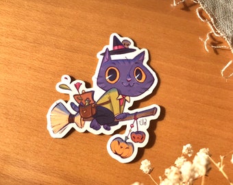 Autocollant Vinyle - Halloween Cat - Sticker pour décoration colorée - 7 cm x 6 cm