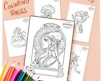 5 Coloring Pages - Printable PDF - Instant download