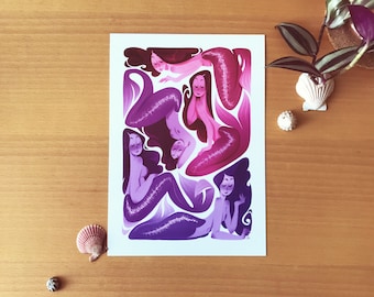 Petite Impression d’art colorée - Mermaid Hue - Décoration murale -  21 cm x 14,8 cm