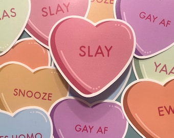 Yes Homo Sassy LGBTQIA+ Valentines Dat Conversation Hearts Stickers