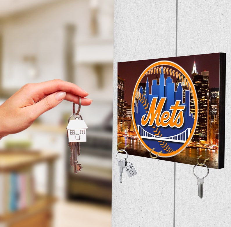 New York Mets Wall Mount Key Rack Gift Diy Image 0