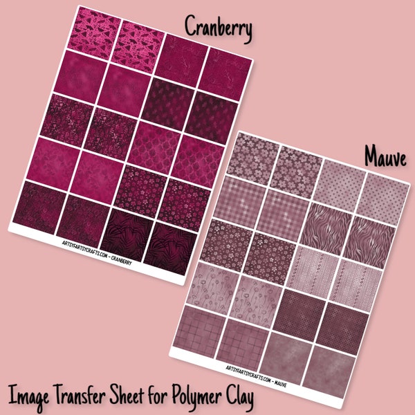 Cranberry or Mauve Image Transfer Sheet for Polymer Clay Special Paper that Works Like Magic! So Easy!!!