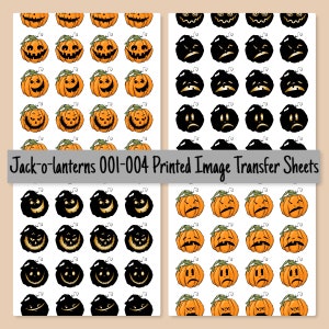 Jack-O-Lanterns #001 #002 #003 or #004 Image Sheet For Polymer Clay Magic Transfer Paper - Halloween Pumpkins Fall Harvest Scary Cute