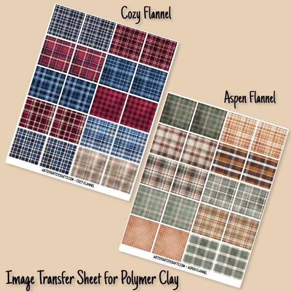 Aspen Flannel or Cozy Flannel - Image Transfer Sheet for Polymer Clay - Special Dissolving Magic Paper tool - So Easy!!!