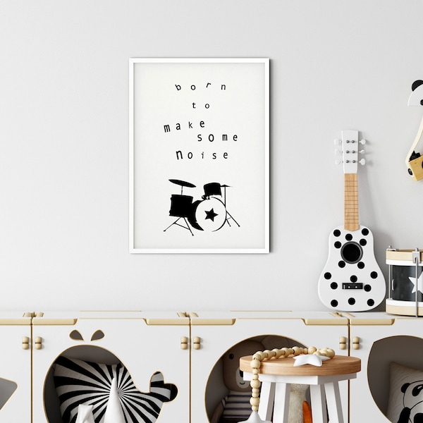 Baby Drummer, Rock and Roll Nursery, Drummer Gifts, Music Nursery Decor, Cool Kids Room Decor, Kids Wall Art, Playroom Art Prints