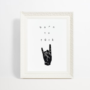 Rock and Roll Nursery Print Cool Kids Wall Art Black and White