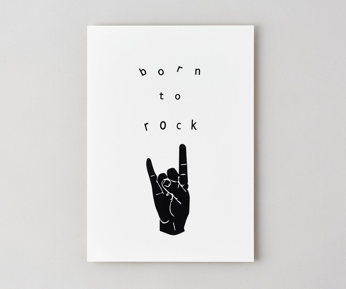 Rock and Roll Nursery Print Cool Kids Wall Art Black and Etsy