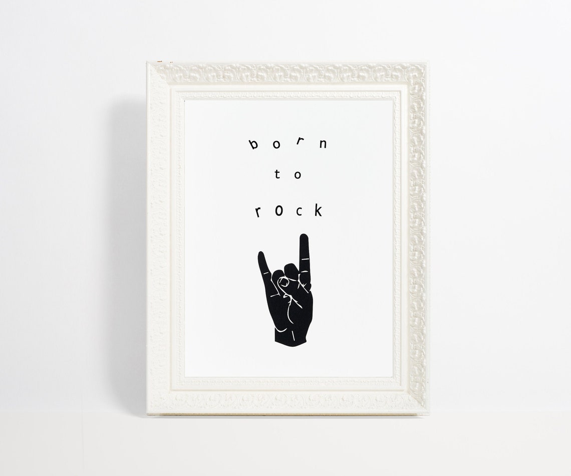 Rock and Roll Nursery Print Cool Kids Wall Art Black and Etsy