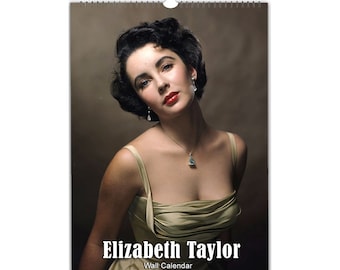 Elizabeth Taylor Hermosa / 2027/28 / Elige mes/año de inicio / Calendario de pared personalizado con foto completa