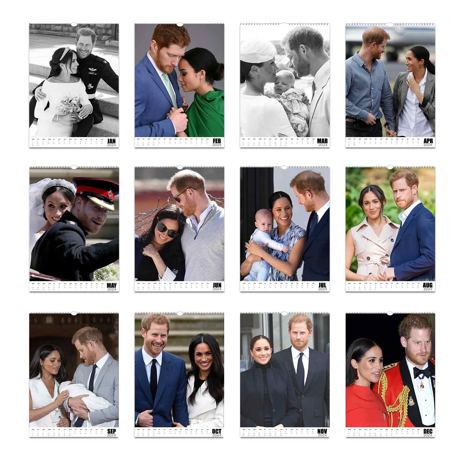 Harry & Megan 2024 Personalised Calendar Full Photo Slim Dates Etsy
