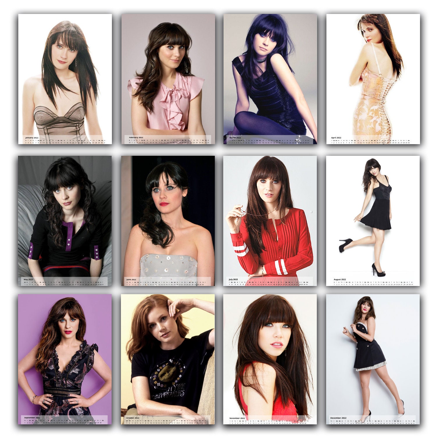 Zooey Deschanel Full Photo 2023/4 Calendar Personalised 12 Etsy Canada
