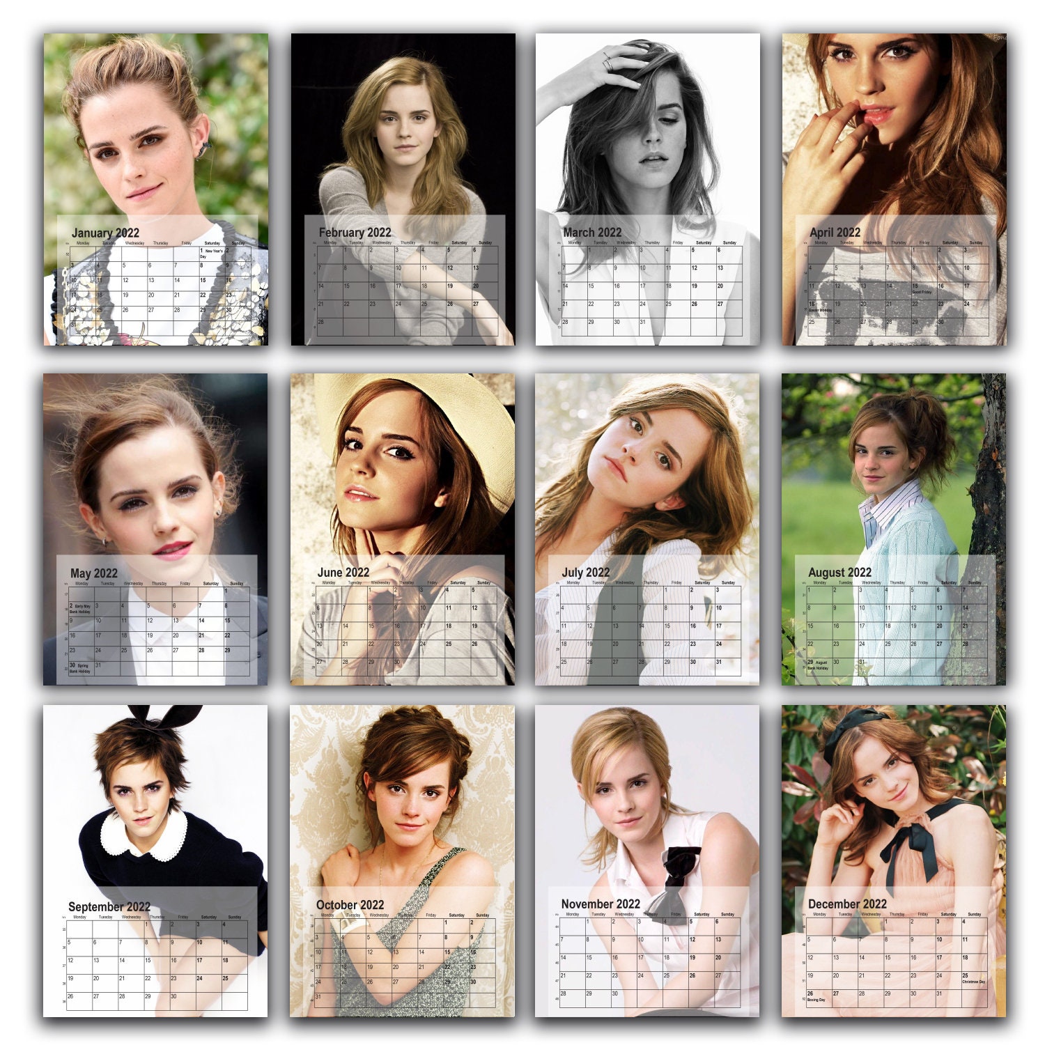 Calendarios de coleccionismo Artículos de coleccionismo Emma Watson 2022 A4  Wall Calendar Economic Desktop Calendar Pin Button Badge ST2877670