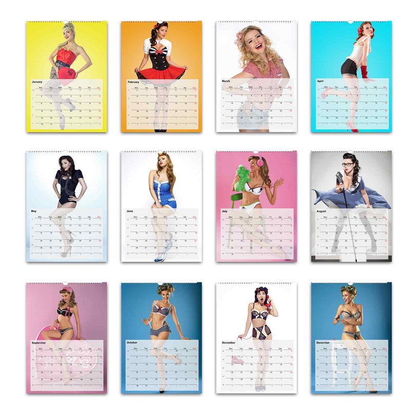 50s Pinups Full Photo Calendar Choose Start Month 2024 Personalised