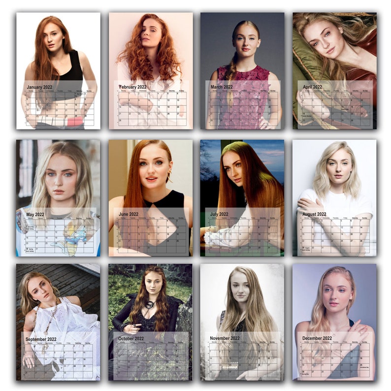 Sophie Turner Full Photo 2023/4 Calendar Personalised 12 Etsy UK