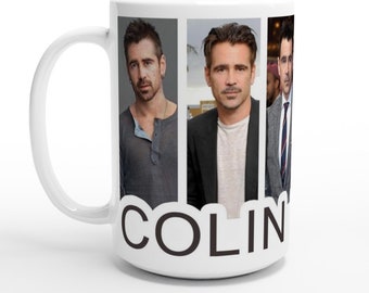 Colin Farrell Collage Large White 15oz Ceramic Mug