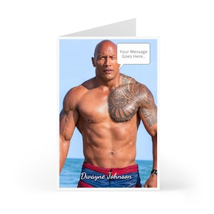 Dwayne Johnson Compleanno, biglietto di auguri personalizzato con il tuo messaggio nel fumetto o sulla cartolina