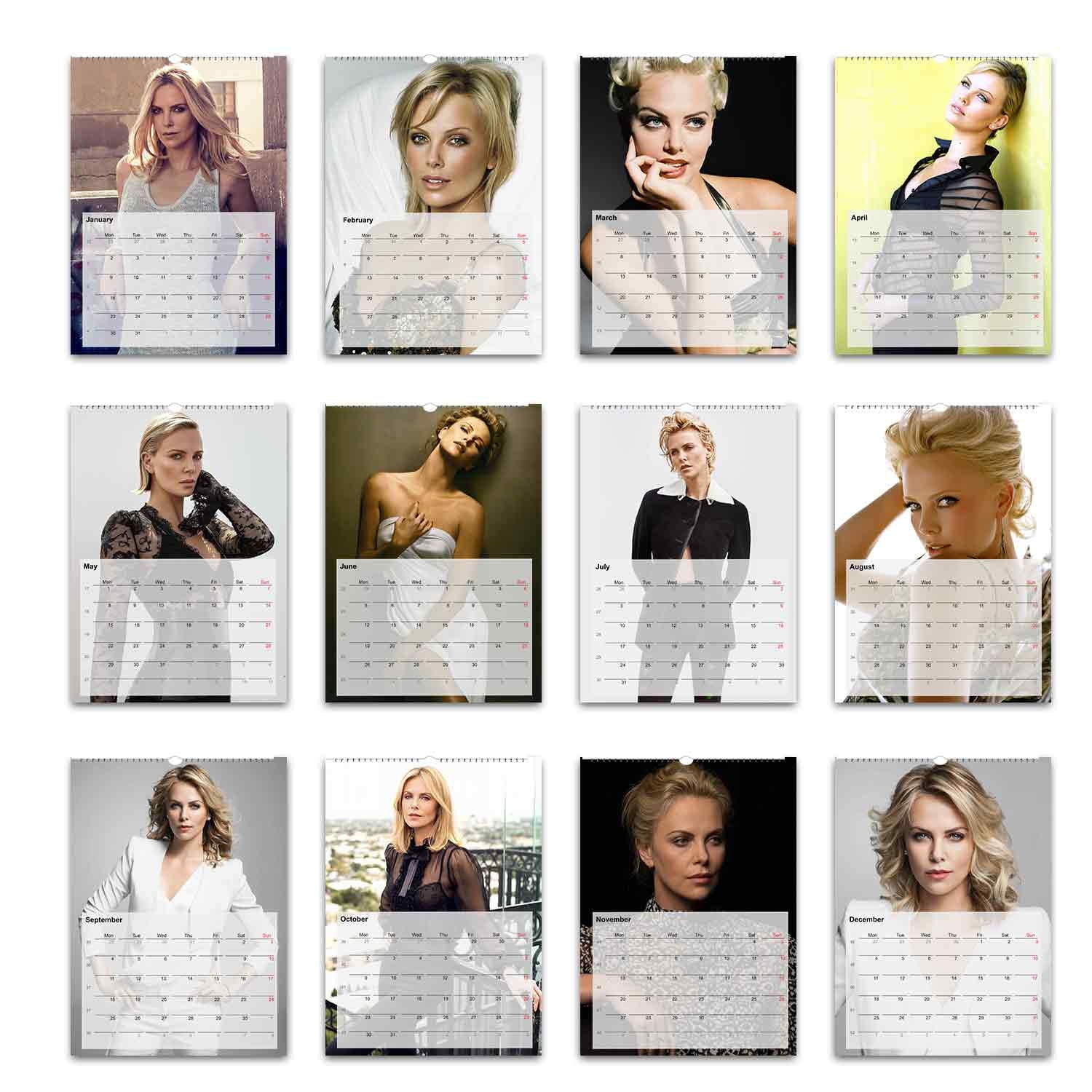 Sexy Charlize Theron Full Photo Calendar Choose Start Month 2024