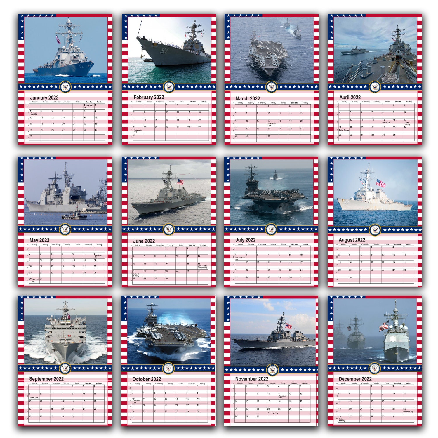 US Navy Warships & Aircraft Carriers Calendar 2022/23 Etsy