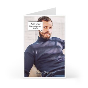 Anniversaire de Jamie Dornan, carte de voeux personnalisée votre message dans une bulle de dialogue ou sur carte