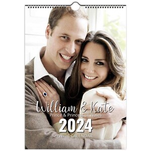 William & Kate Prince and Princess of Wales 2024/5 | Choose Start | personalised Calendar Full Photo slim dates Wall hung