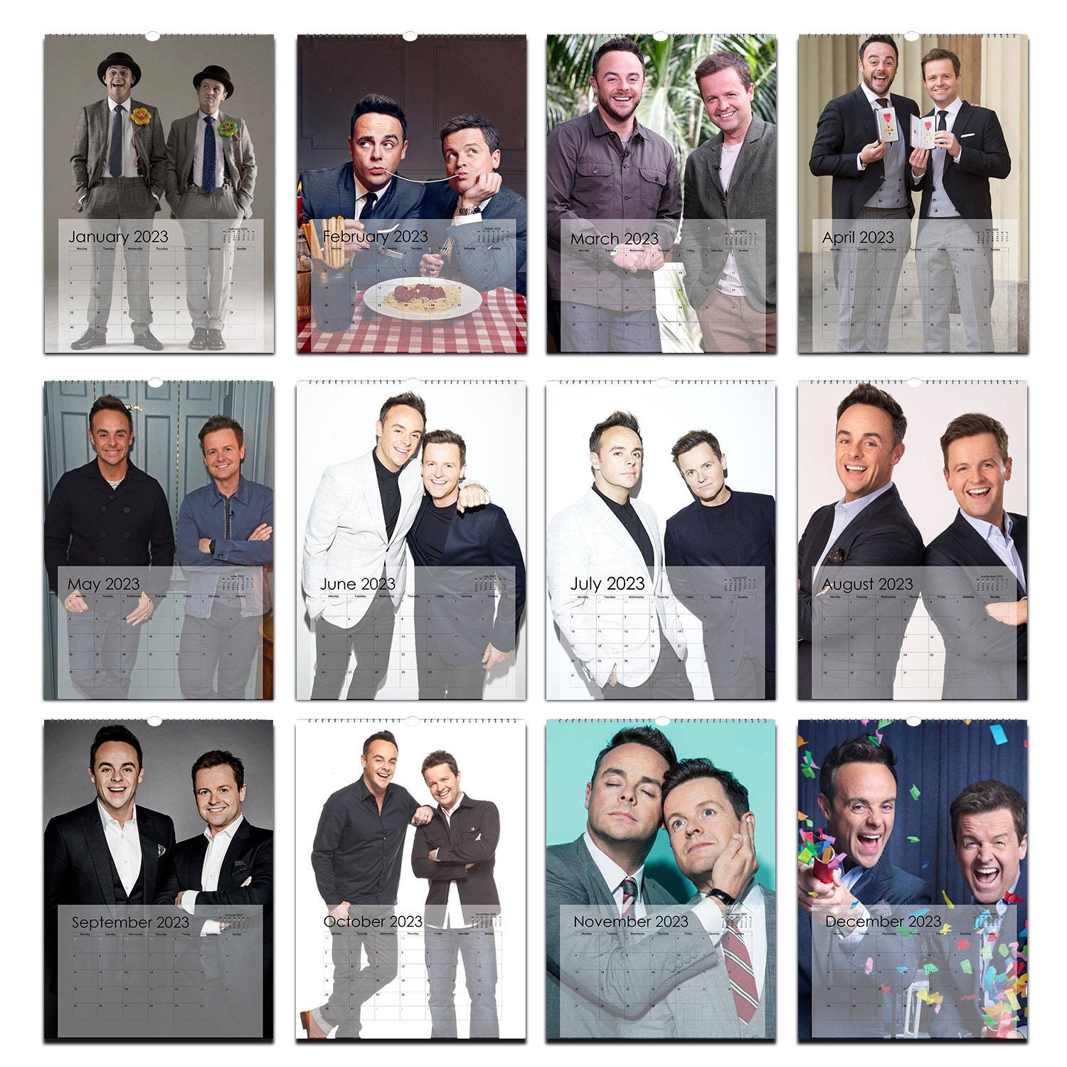 Ant and Dec Full Photo 2023/4 Calendar Personalised 12 Months Etsy UK