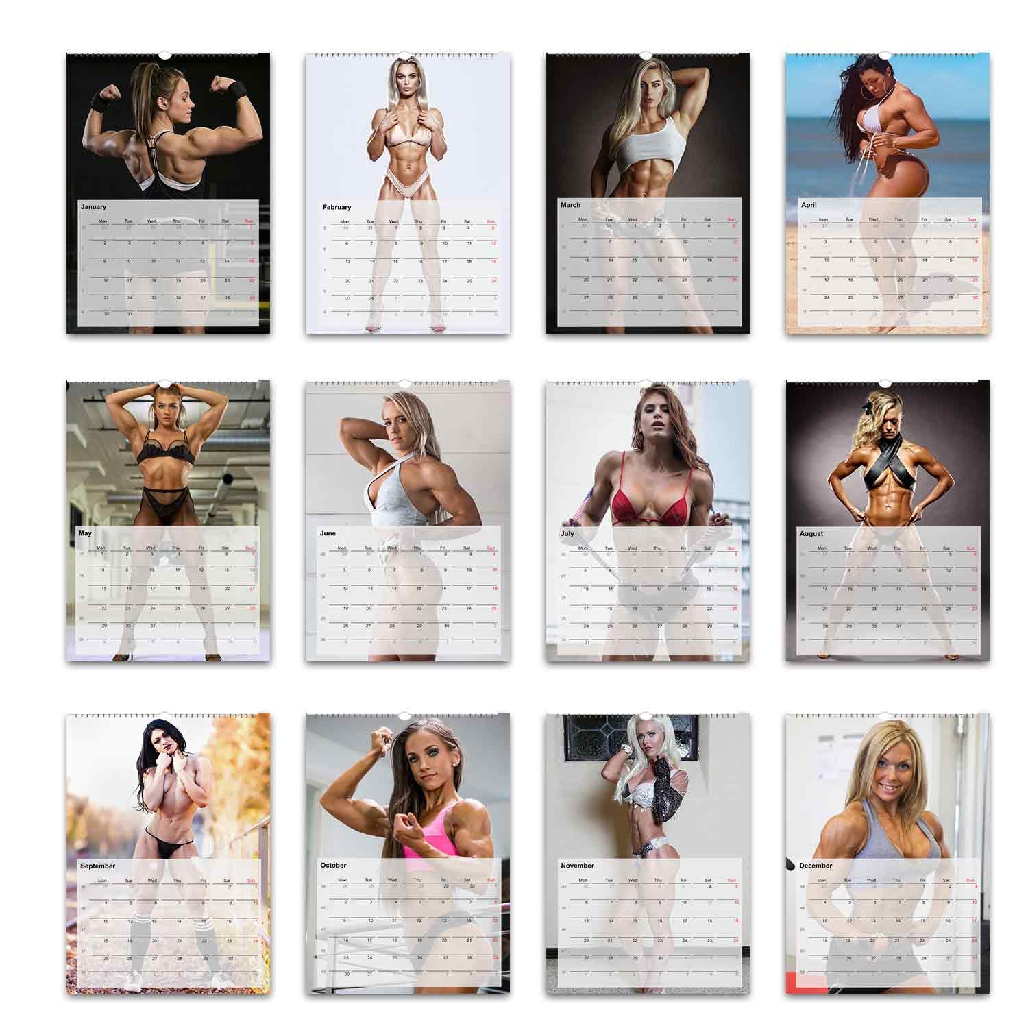 Female Body Builders Full Photo Calendar Choose Start Month 2024