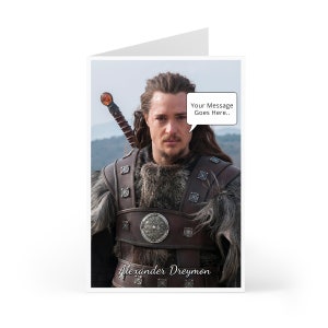 Anniversaire Alexander Dreymon, carte de voeux personnalisée votre message en bulle ou sur carte