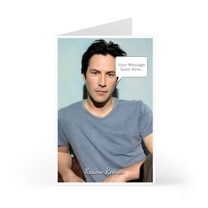 Anniversaire Keanu Reeves, carte de voeux personnalisée votre message en bulle de dialogue ou sur carte