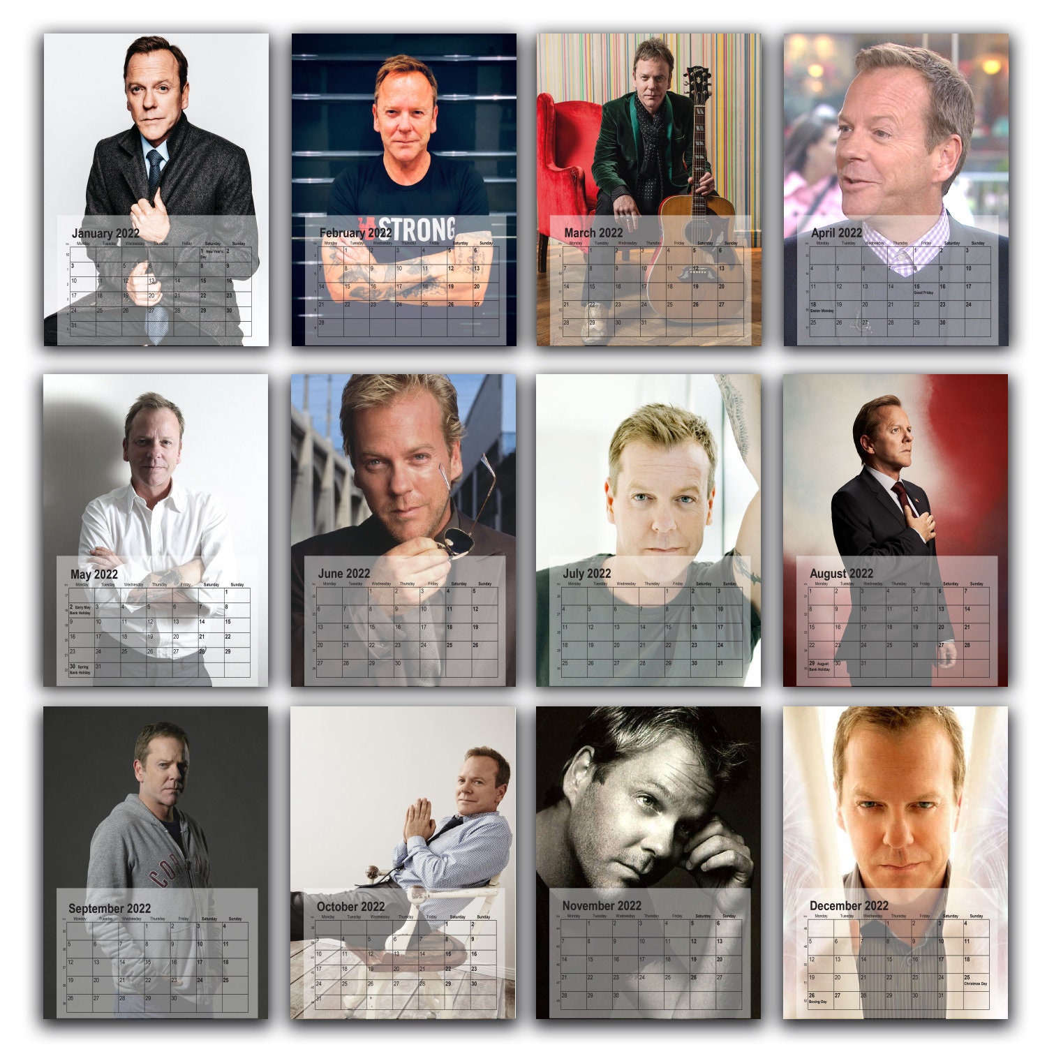 Kiefer Sutherland Full Photo 2023/4 Calendar Personalised 12 Etsy