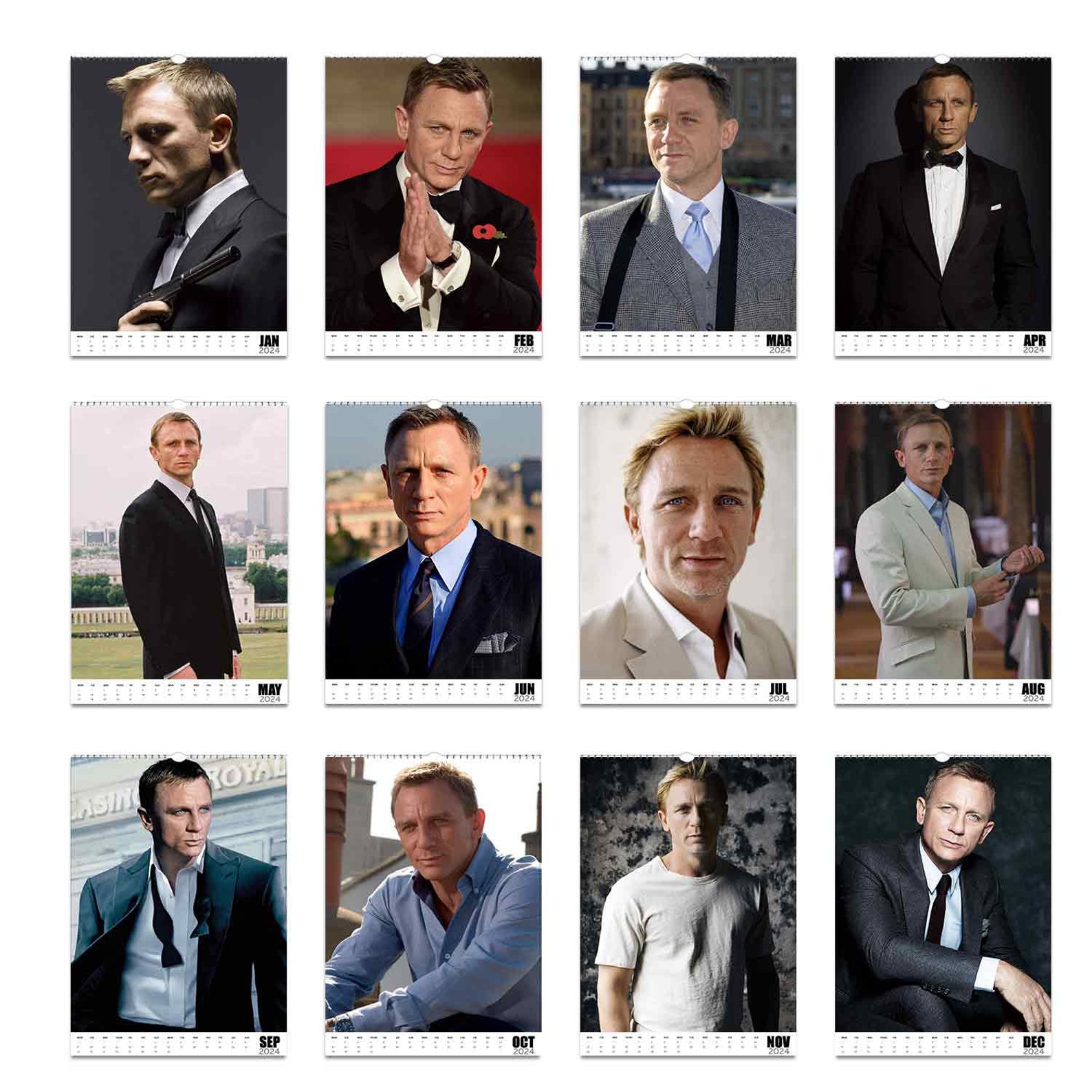Daniel Craig 2024 Personalised Calendar Full Photo Slim Dates Etsy UK