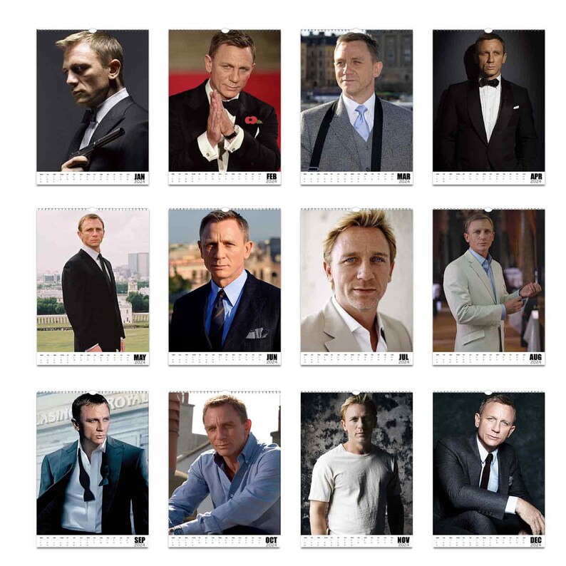 Daniel Craig 2024 Personalised Calendar Full Photo Slim Dates Etsy UK