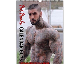 Hot Hunks Calendar Guys Tattoo Dudes Calendar 2027/8 Calendar | Choose Start Month/Year | Full Photo Personalised Wall Calendar