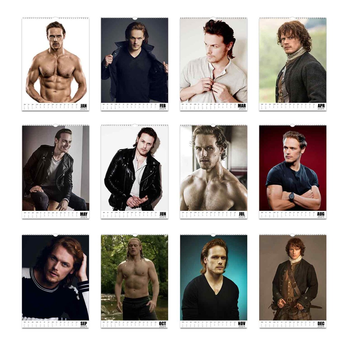 Sam Heughan 2024 Personalised Calendar Full Photo Slim Dates Etsy