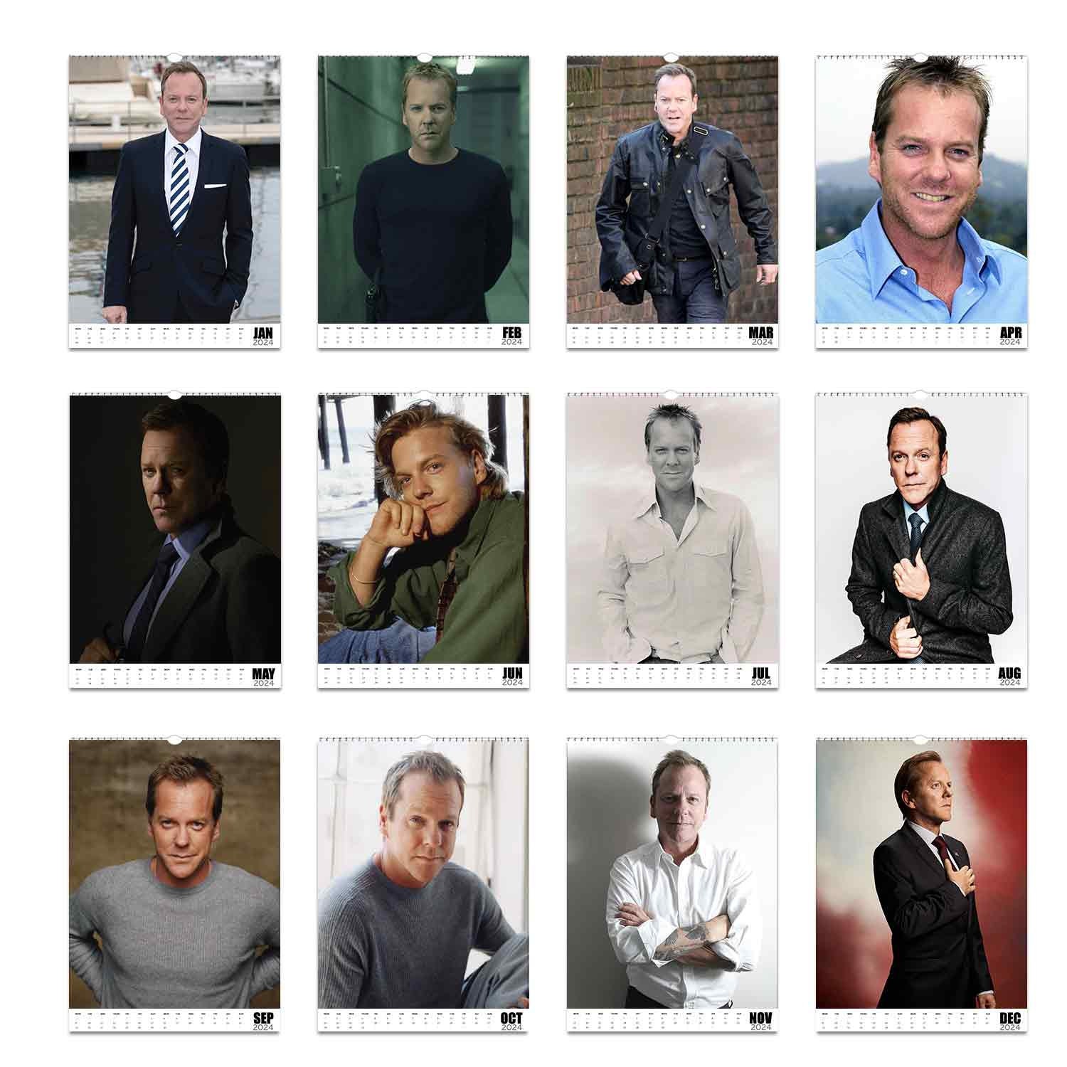 Kiefer Sutherland 2024 Personalised Calendar Full Photo Slim Dates Wall