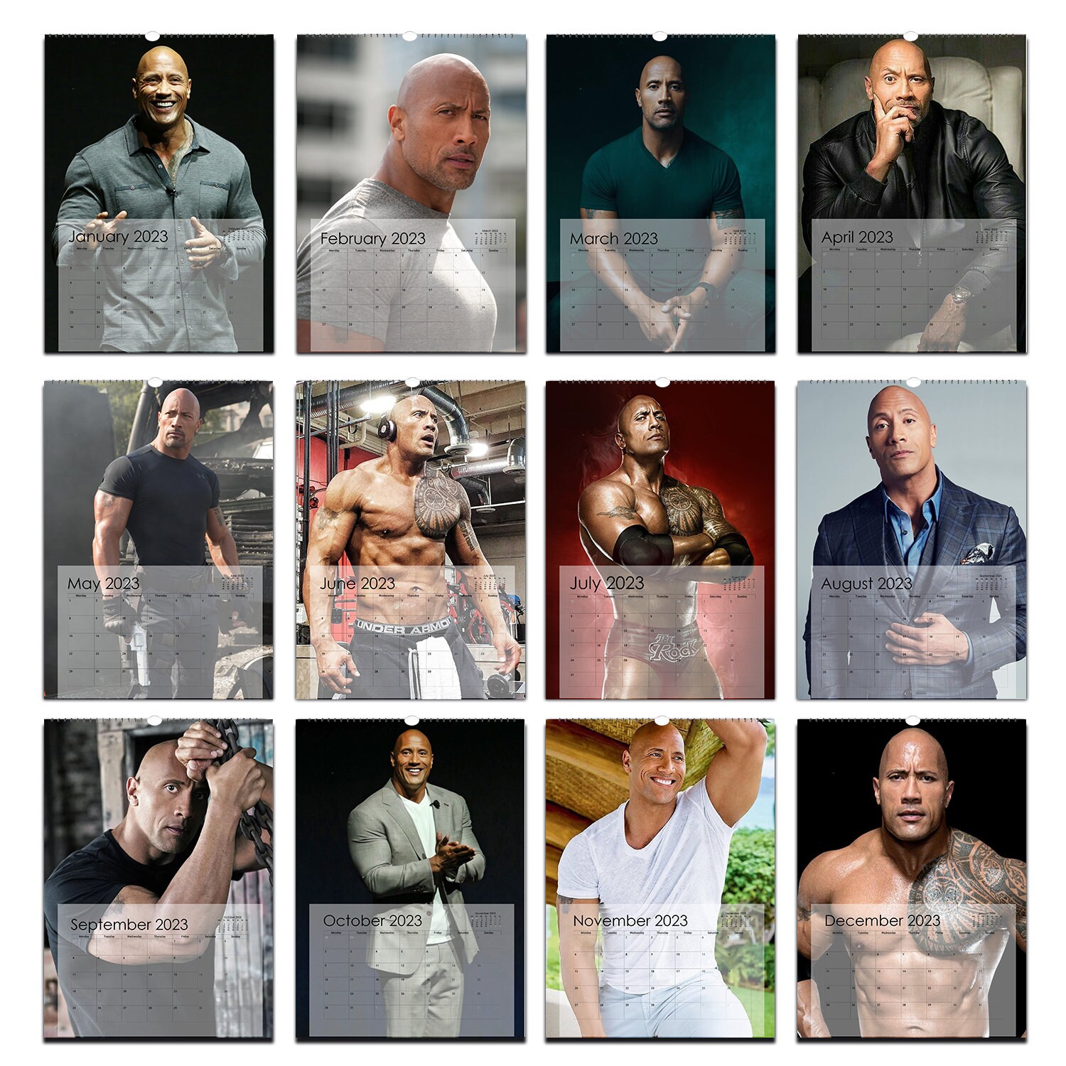 Dwayne Johnson Full Photo Personalised 2023 Calendar 12 Month Etsy