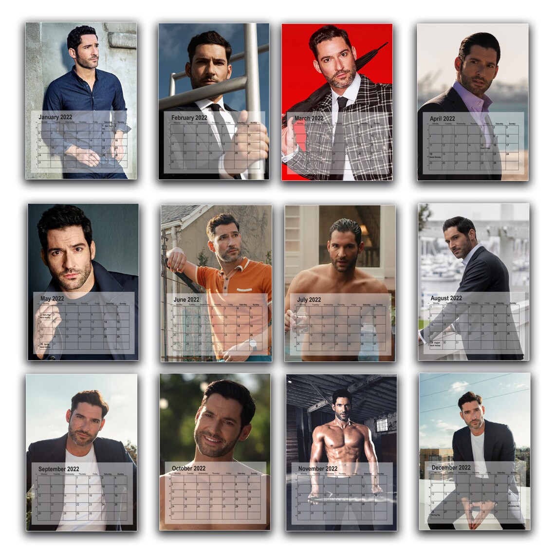 Tom Ellis Foto completa Personalizada 2023/4 Calendario 12 - Etsy España