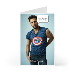 Anniversaire Chris Evans, carte de voeux personnalisée avec votre message dans une bulle ou sur carte