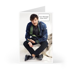 Anniversaire Pedro Pascal, carte de voeux personnalisée votre message en bulle ou sur carte