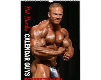 Hot Hunks Calendar Guys Bodybuilders Calendar 2027/8 Calendar | Choose Start Month/Year | Full Photo Personalised Wall Calendar