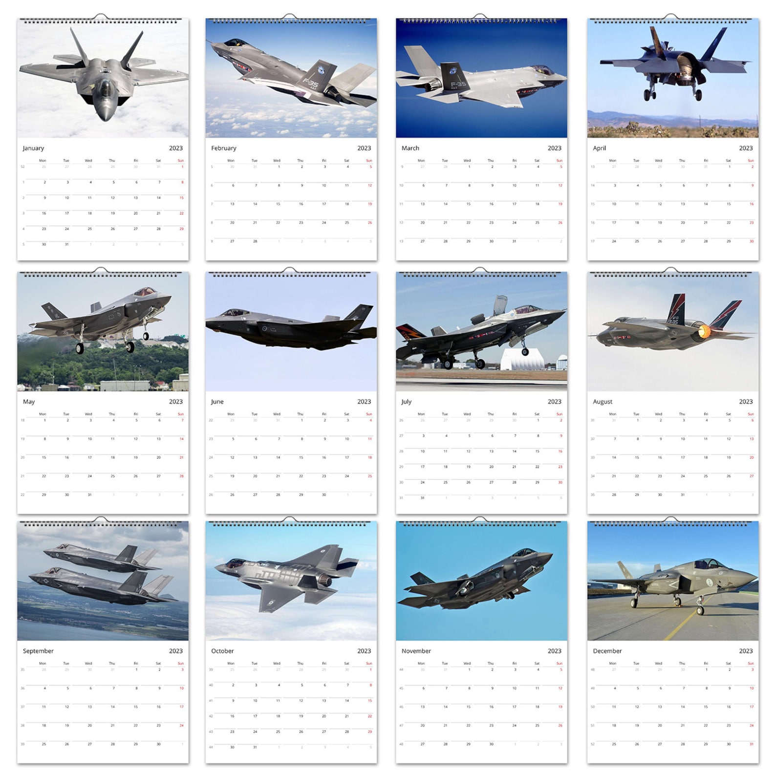 lockheed-martin-f-35-lightning-ii-2023-wall-calendars-etsy