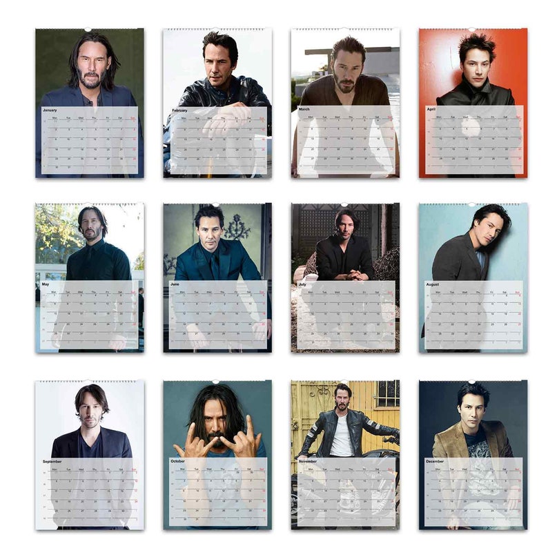 Keanu Reeves Full Photo Calendar Choose Start Month 2024 Personalised