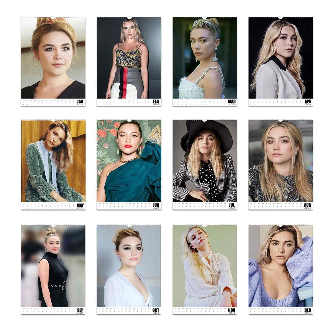 Florence Pugh 2024 Personalised Calendar Full Photo Slim Dates Etsy