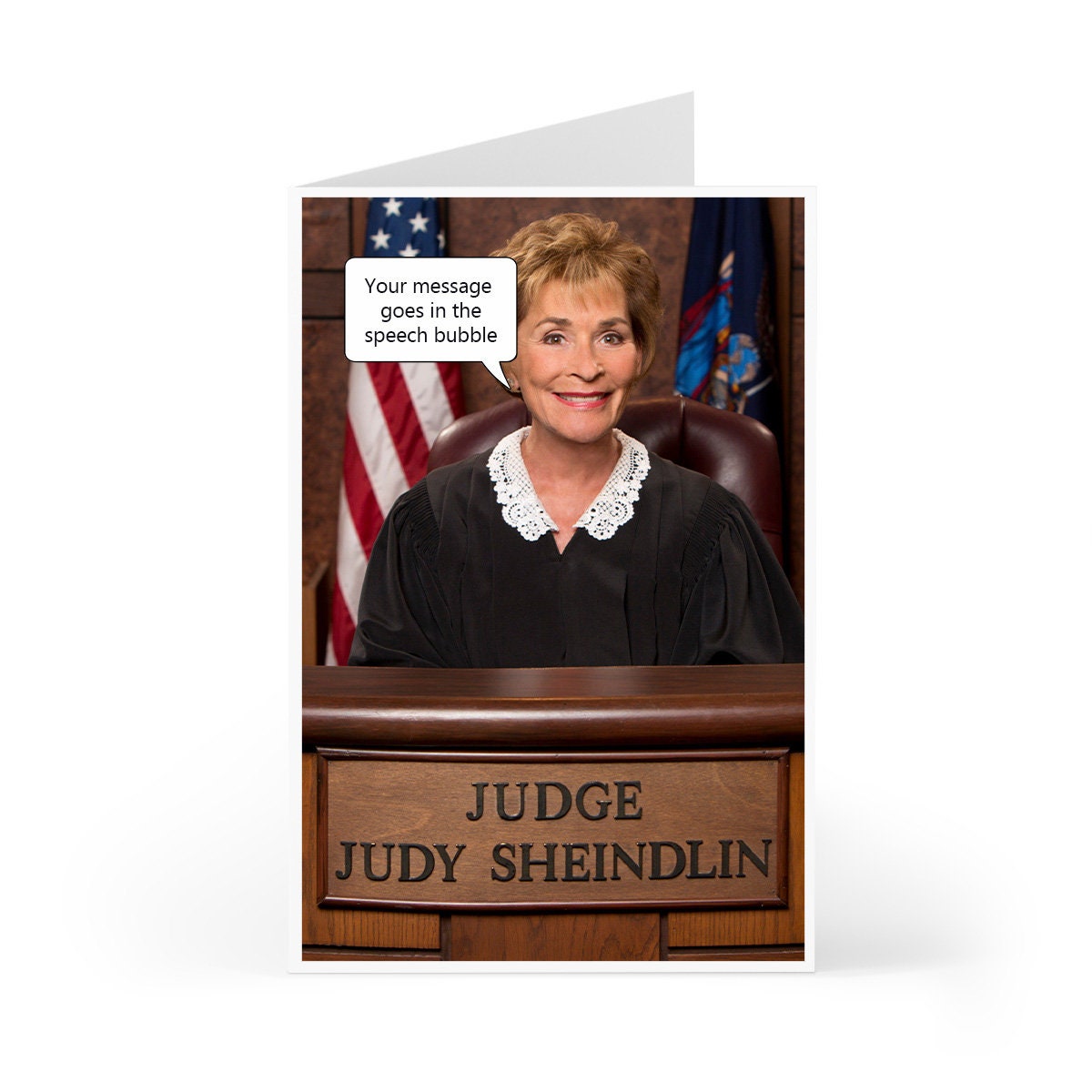 Judge Judy Birthday, Greeting Card Personalised Your Message in Speech