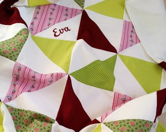 Babydecke "Liebste Eva", mit Namen, Patchworkdecken, Microfleece, Kuscheldecke