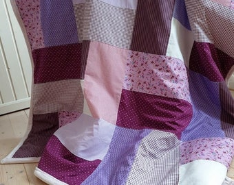 Patchwork blanket "in the 7th heaven" 175 x 145 cm, cuddly blanket, bedspread, quilt