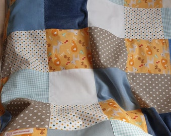 Babydecke "Sommersonne", mit Namen, Patchworkdecken, Microfleece, Kuscheldecke