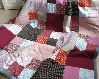 Patchwork blanket "Summer Evening" 185 x 145 cm, cuddly blanket, bedspread, quilt, ready for immediate dispatch