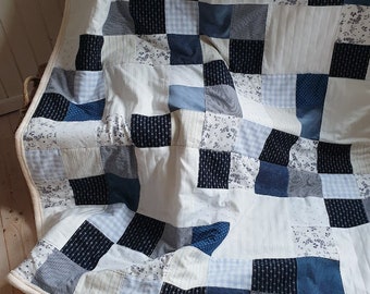 Patchwork blanket, "blue hour", 200 x 150 cm, birthday gifts, patchwork, bedspreads, vintage, upcycling