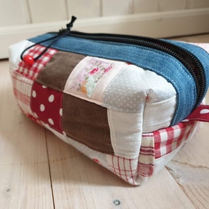 Make-up bag, colorful, boxy bag, patchwork, cosmetic bag, pen box, gifts for girls image 1